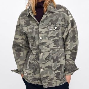 Zara Basic Denim embellished cameo jacket x small